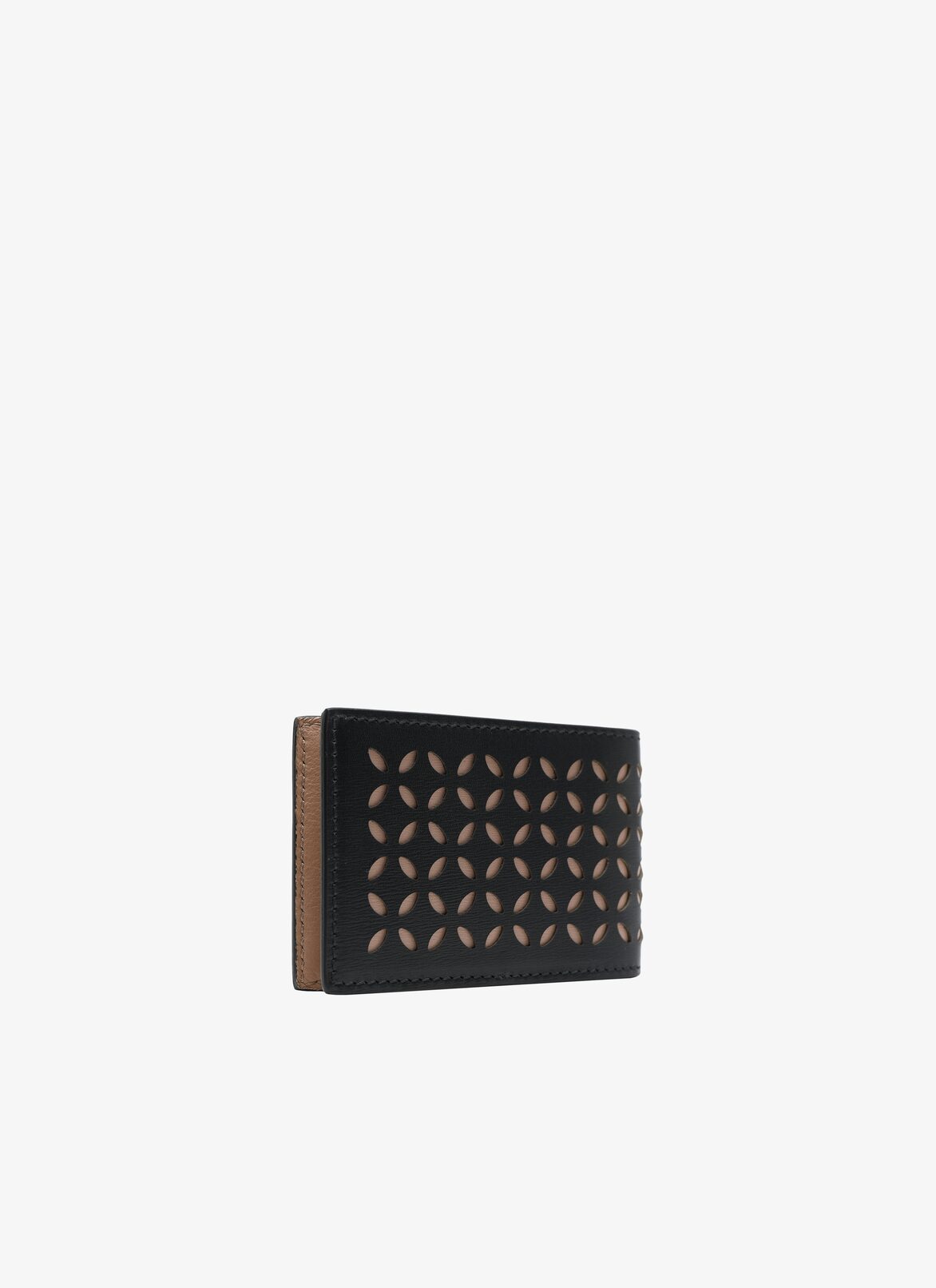 Openwork leather cardholder
 ALAÏA BLACK/SAND OPENWORK LEATHER CARDHOLDER